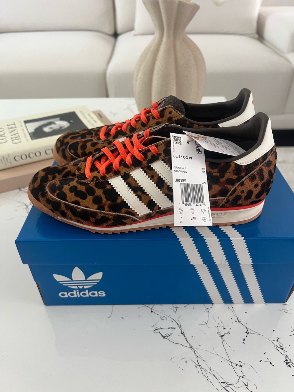 adidas SL 72 OG W Leopard Print Sneakers with Orange Laces